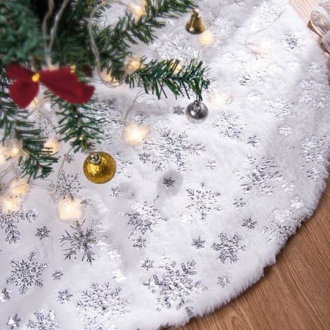 Jupe sapin Noël 120 cm argent – Tapis couvre-pied – Pour décoration sapin – Élégant (1/5)
