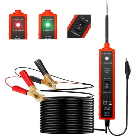 Testeur de circuit automobile 6-24V avec détection de court-circuit, localisation de défaut, voyant LED, alarme sonore, test de polarité et continuité (1/5)