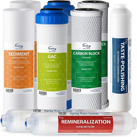 iSpring F9K Kit de Cartouches 1 An pour Systèmes RO Alcalins 6 Étapes, Sans Membrane (1/5)