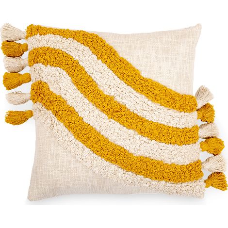 Cuscino in stile boho Bali - Copertura e riempimento inclusi - Karie Giallo