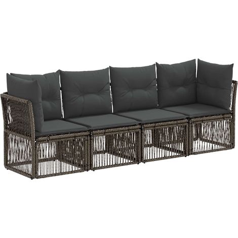 Gartensofa-set 4 pcs Grau Poly-Rattan vidaXL