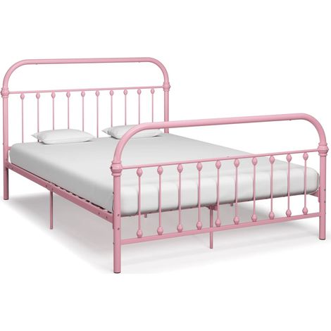 Cadre de lit sans matelas rose métal 120x200 cm vidaXL (1/5)