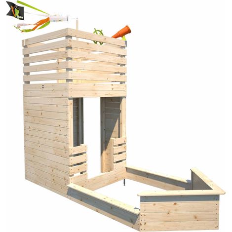 Cabane bateau en bois extérieur avec bac à sable PIRATE (1/5)