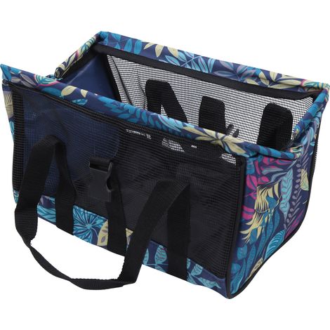 Sac à outils de jardin multifonctionnel et respirant, sac de rangement portable pour outils de pêche et de maison, motif floral bleu (1/5)