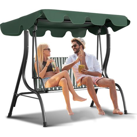 SWANEW Tettuccio di ricambio Tettuccio di ricambio per altalena a 3 posti resistente ai raggi UV verde 210x145cm (1/5)