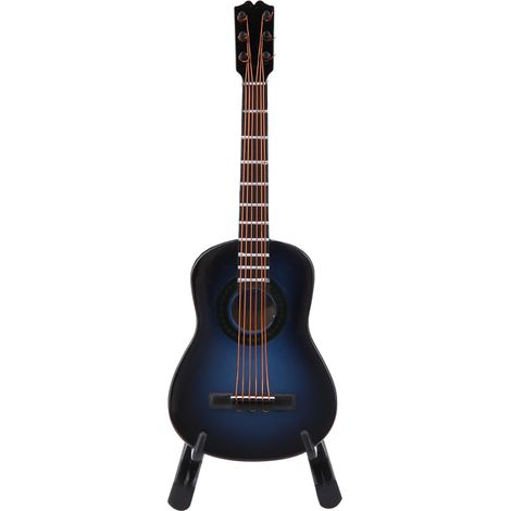 Modèle réduit de guitare en bois, présentoir, mini-ornement musical, artisanat, décoration intérieure (bleu, 14 cm) (1/5)