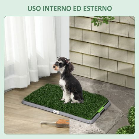 Toilettes canines avec pelouse artificielle, tapis d'herbe de rechange et plateau inférieur, 67x41x3.5 cm, pour usage intérieur et extérieur (1/5)
