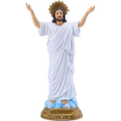 22,5 cm hohe Jesus-Statue, heilige Wiedergeburtsfigur, Kunstharzskulptur, christliches Geschenk, Osterdekoration für Zuhause oder Kapelle (1/5)