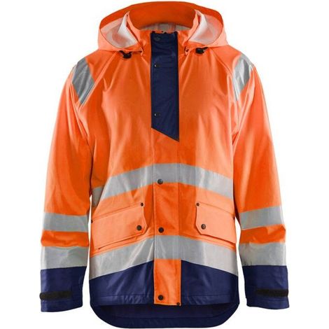 Veste de pluie haute visibilité niveau 1 4323 - Orange fluo/Marine S (1/4)