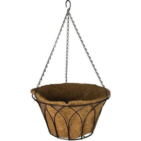 Basket Hanging Gothic Round Flat Bottom Black Steel Garden Pride (1/3)
