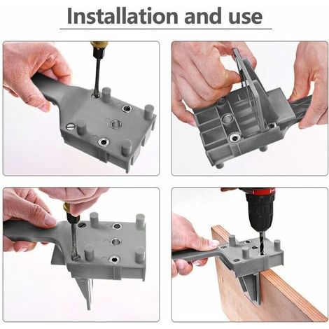 Localisateur de forage de connexion de planche en bois outils de travail du bois localisateur de trou droit gris ensemble de 41 pièces (1/3)