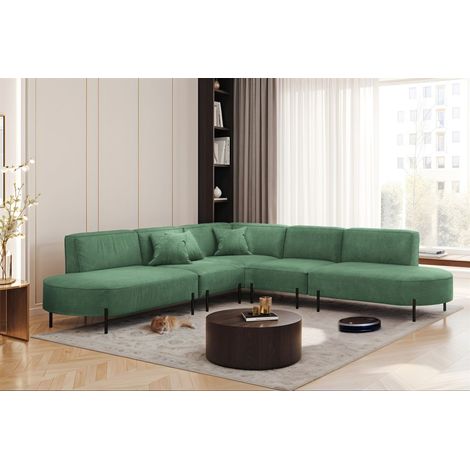 Ecksofa Designersofa VALENCIA Stoff Noel Grün Universal (1/2)