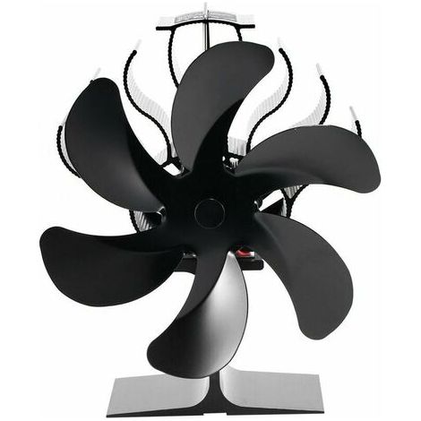 Ventilateur de poêle 6 lames à économie de carburant alimentées par la chaleur - Bureau-Noir (1/5)