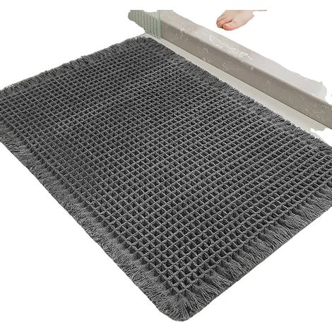 Tappetino da bagno antiscivolo, ultra assorbente, 43 x 61 cm, grigio scuro (1/2)