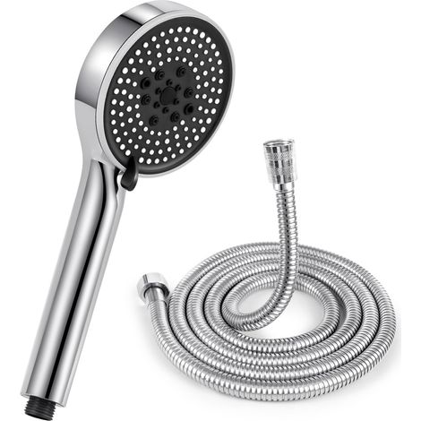 Pommeau de douche avec tuyau 2M, Douchette Douche Salle de Bain à Effet Pluie avec 5 Types de Jets, Pommeau Douche Anti Calcaire Haute Pression (Avec tuyau 2M) (1/5)
