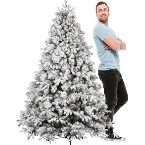 Luna - Albero di Natale con neve e pigne in PE PVC PP ø122x180H cm, 1517 rami