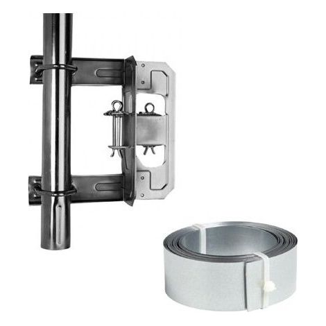 Cerclage cheminée galvanisé 2 tendeurs Feuillard galvanisé 25m Fixation pour mâts jusqu'à 3m de long et 50mm de diamètre Hdsat (1/4)