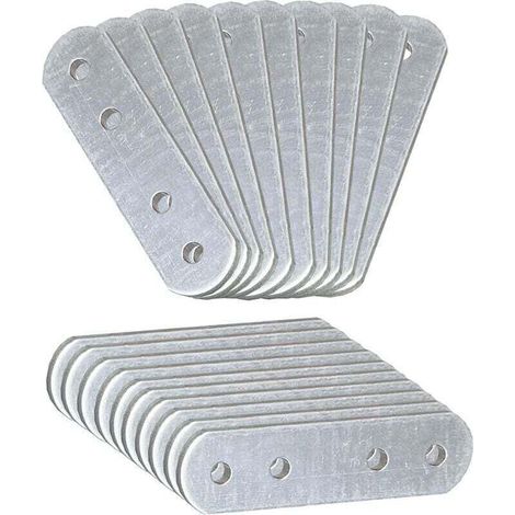 20 x Plaques d'assemblage perforée plates (77 x 16 x 1.8) Plaques de raccord, XU, Plaques de connexion, Supports de Fixation Droits Plats Métalliques, Acier inoxydable - KZQ