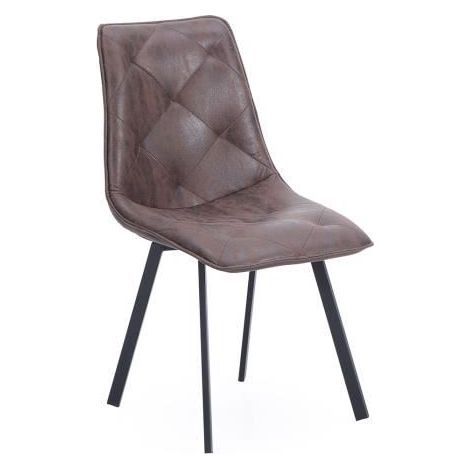 Chaise de salle à manger rembourrée - JUANIO - Lot de 2 - Simili cuir - Marron chocolat (1/2)