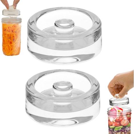 2 barattoli di vetro a bocca larga per conserve, pesi in vetro per la fermentazione in barattoli di vetro a bocca larga, pesi in vetro trasparente per la fermentazione (1/5)