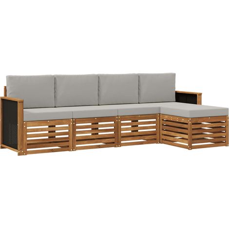 Set di divani da esterno 5 pz Naturale e Grigio Chiaro vidaXL (1/5)
