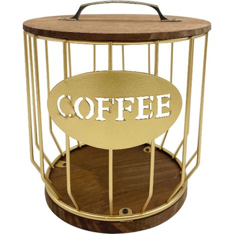 Cesta de almacenamiento hueca para cápsulas de café, organizador de cápsulas de café con frutas para el hogar, cafetería, hotel, color dorado.