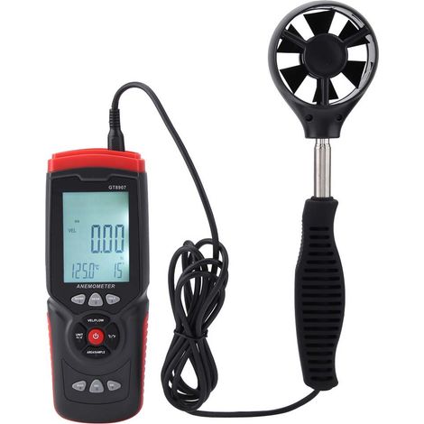 Anémomètre numérique USB précis GT8907, testeur multifonction de vitesse du vent, de température et de débit d'air