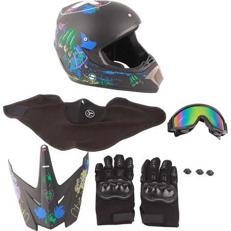Casque motocross professionnel adulte enfant moto tout-terrain avec lunettes gants cagoule (1/5)