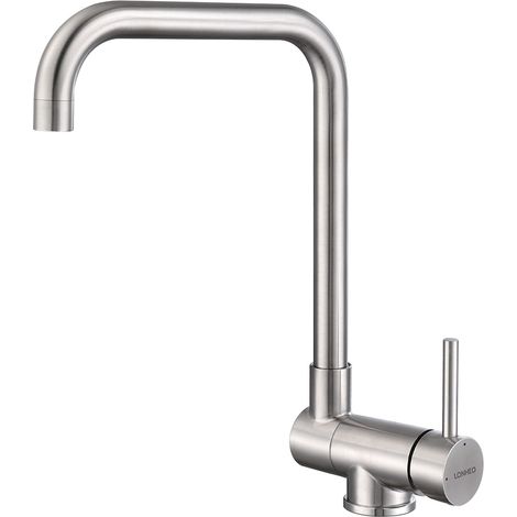 Mitigeur Cuisine Rabattable Pivotant à 360°, Lonheo Robinet Cuisine avec Poignée Pliable Contre Fenêtre, Robinet Mitigeur Evier Acier Inox 304 à Eau Chaude et Froide pour Cuisine (1/5)