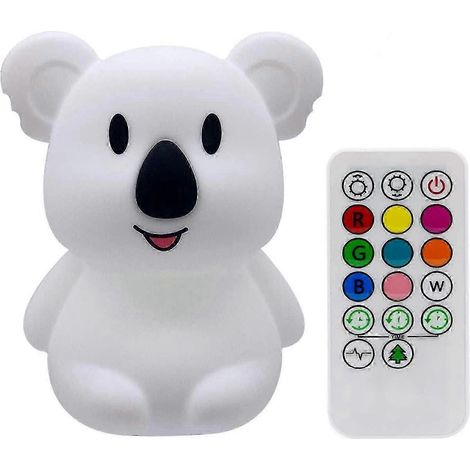 Lámpara de noche de koala de gran tamaño, lámpara de noche infantil, lámpara de mesita de noche, lámpara de mesa, lámpara de dormitorio, 9 colores. (1/5)