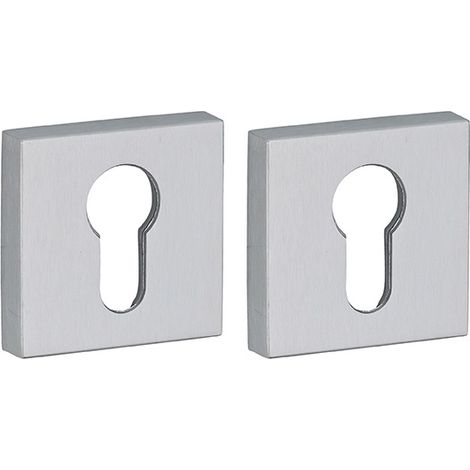 Coppia borchie, rosetta quadrata Modena 50X50 foro per cilindro europeo, cromo satinato - FROSIO BORTOLO