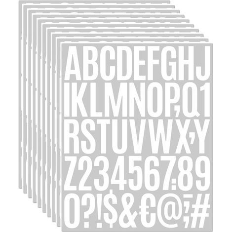 Autocollants lettres et chiffres - 10 feuilles - Vinyle - 2 pouces - Étanches - Pour boîtes aux lettres, fenêtres, portes, voitures, bateaux, numéros de maison - Blanc (1/5)