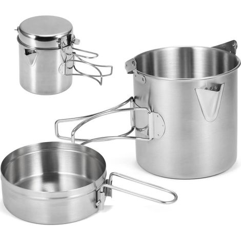 Casserole Pliable - Acier Inoxydable 304 - Pour Camping Randonnée Pique-Nique - 1 L - Argent (1/5)