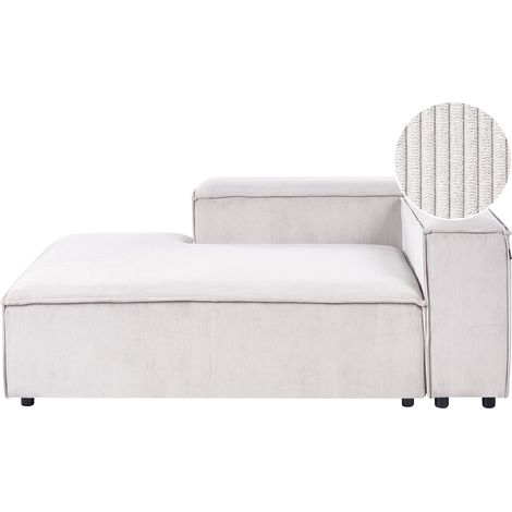 Chaise longue moderna patas negras tapizado pana poliéster blanco crema derecho Ardal (1/5)