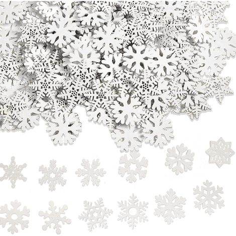 100 décorations de Noël en bois, décorations d'arbre de Noël en bois, décorations d'arbre de Noël en flocons de neige (1/5)