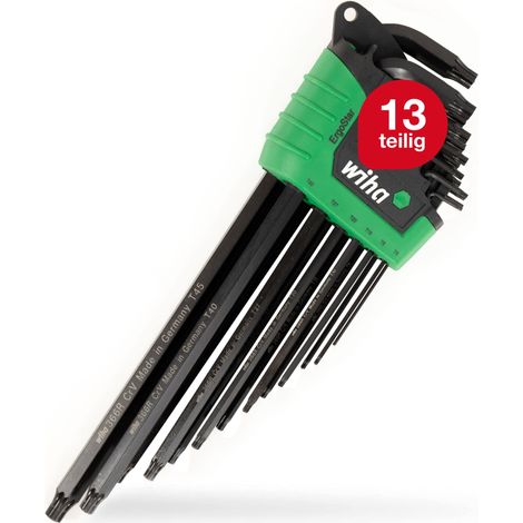 Wiha Stiftschlüssel Set 13-tlg. im ErgoStar Halter TORX I MagicSpring I T5-T45 I schwarzoxidiert I Winkelschlüsselsatz I Torxschlüsselsatz (43848) (1/5)