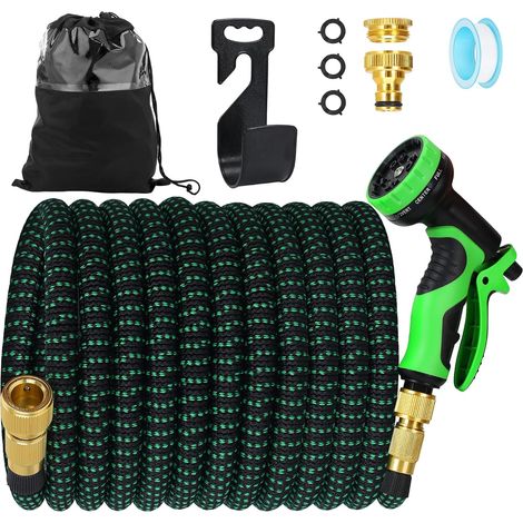 75m Flexible Garden Hose - Tuyau d'arrosage extensible et flexible avec pistolet d'arrosage et raccords pour jardin et extérieur (1/5)