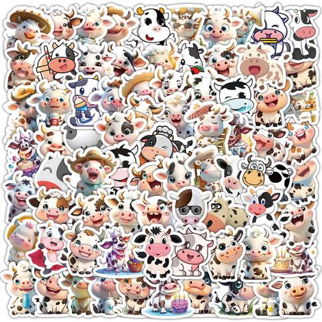 100 Autocollant,Vache,Imperméable,Vinyle,Noir et blanc,Décoration Ordinateur,Téléphone,Guitare (1/5)