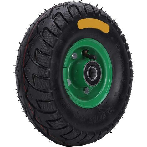 Roue de brouette, 26,7cm Roues pneumatiques, 4.10/3.50–4 intégré roulement 6204–2RS en caoutchouc pneu gonflable Idéal pour diable, chariot (1/5)