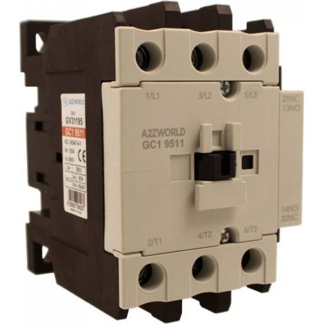 Contattore Motore 3P 4M, Teleruttore Trifase Industriale AC 380V 3NO, Bobina 220V AC, Contatto Ausiliare 1NO+1NC, IP20 (95A)