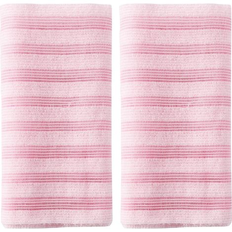 Lot de 2 gants exfoliants, serviette extra longue, texture 3D, polyester, rayures roses, douche homme femme (1/5)