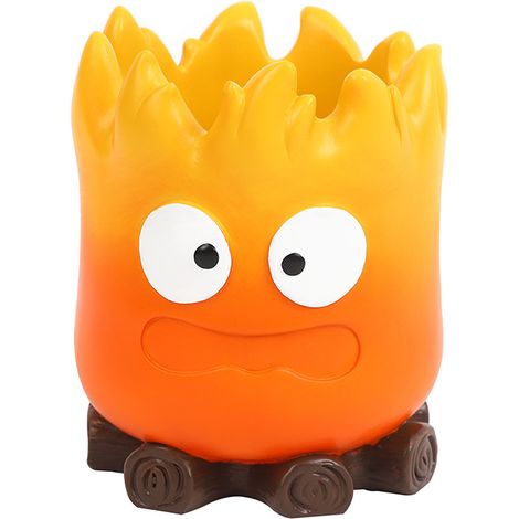 Porte-stylo en forme de flamme de dessin animé, boîte de rangement grande capacité. (1/3)