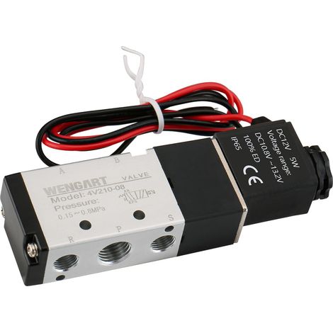 Électrovanne Pneumatique 12V DC 5/2 Voies 1/4" 4V210-08 pour Électriciens et Bricoleurs, Évite les Blocages de Vérin Double Effet avec Raccords 6mm et Silencieux (1/5)