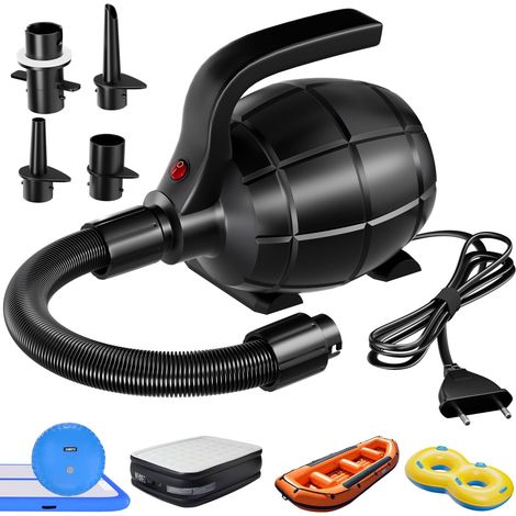 Pompe à Air Électrique 600W avec 4 Buses Pompe de Gonflage et de Dégonflage Portable, AC220-240V, pour Tapis de Gymnastique, Matelas Pneumatiques, Piscine (1/5)