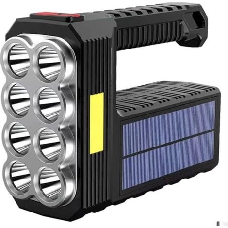8-LED-Solartaschenlampe – Superhelle, wiederaufladbare Taschenlampe – Leistungsstarkes Arbeitsgerät – Helles Licht für Camping, Zuhause und Arbeit – Notlicht (1/4)