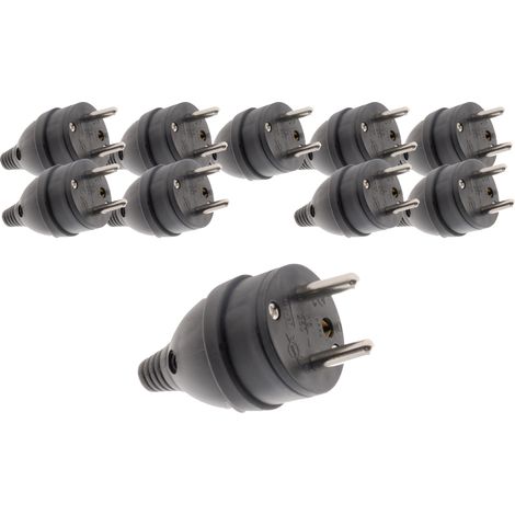 Zenitech – Lot de 10 fiches mâles 16A 2P+T – Anneau intégré pour retrait facile – Norme NF – Compatible avec câbles HO5VV-F 3G1/3G1,5 mm²