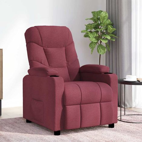 Fauteuil de massage-Chaise de relaxation-Fauteuil Relax Rouge bordeaux Tissu 672698 (1/5)