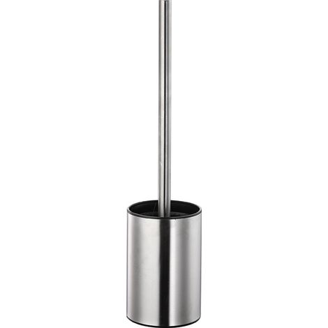 Satinierte Toilettenbürste, Edelstahl, Inneneimer aus Polypropylen, schwarze Bürste, BPA-frei, Metallic-Finish. Abmessungen: 9 x 9 x 38 cm. (1/4)