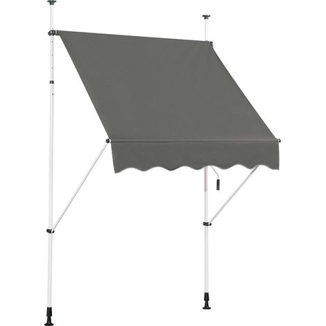 Tendalino parasole estensibile con manovella tendalino regolabile in altezza 150 x 120 cm grigio