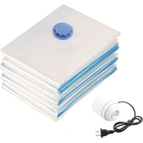 Kit de rangement sous vide, comprenant une pompe électrique et 10 grands sacs sous vide transparents. (1/5)
